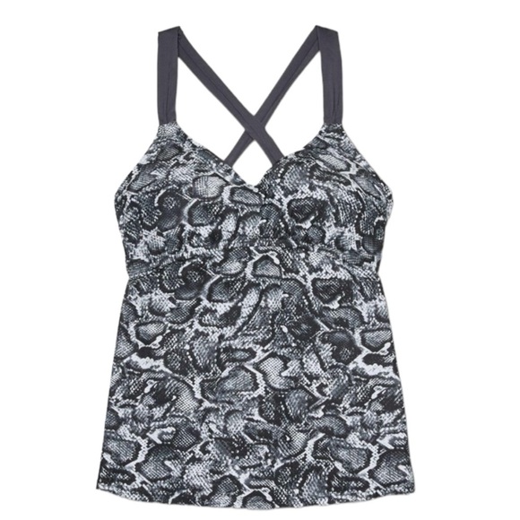 NEW Kona Sol Gray Snake Print Tankini Swimsuit Top size XS - Picture 3 of 9